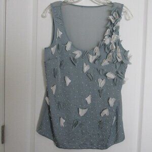 beaded silky butterfly tank top